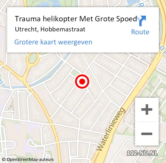 Locatie op kaart van de 112 melding: Trauma helikopter Met Grote Spoed Naar Utrecht, Hobbemastraat op 11 januari 2025 23:43