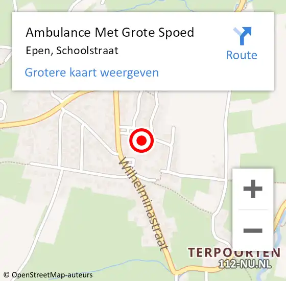 Locatie op kaart van de 112 melding: Ambulance Met Grote Spoed Naar Epen, Schoolstraat op 2 november 2014 18:35