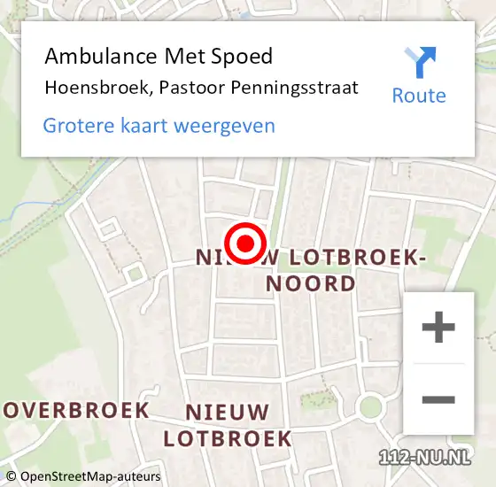 Locatie op kaart van de 112 melding: Ambulance Met Spoed Naar Hoensbroek, Pastoor Penningsstraat op 2 november 2014 19:58