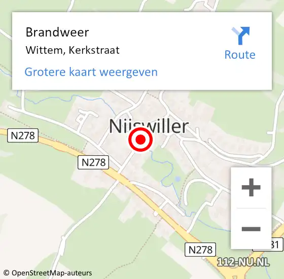 Locatie op kaart van de 112 melding: Brandweer Wittem, Kerkstraat op 2 november 2014 20:07