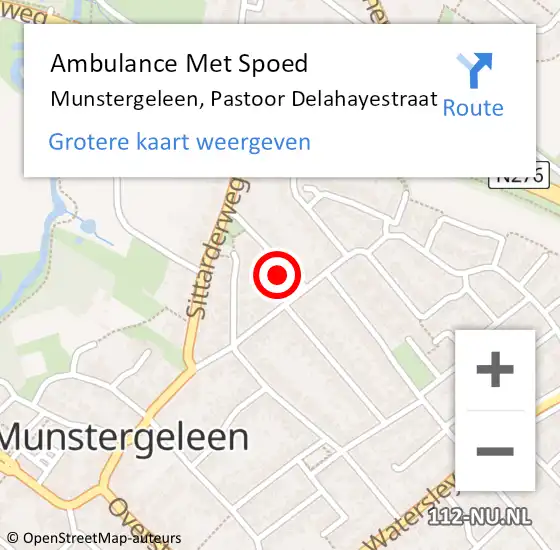 Locatie op kaart van de 112 melding: Ambulance Met Spoed Naar Munstergeleen, Pastoor Delahayestraat op 2 november 2014 20:09