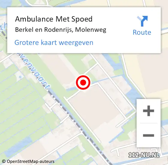 Locatie op kaart van de 112 melding: Ambulance Met Spoed Naar Berkel en Rodenrijs, Molenweg op 12 januari 2025 17:06