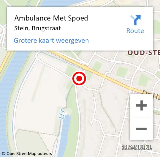 Locatie op kaart van de 112 melding: Ambulance Met Spoed Naar Stein, Brugstraat op 2 november 2014 20:18