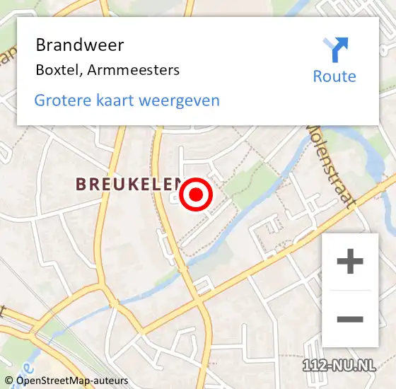 Locatie op kaart van de 112 melding: Brandweer Boxtel, Armmeesters op 2 november 2014 20:27