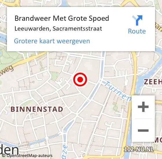 Locatie op kaart van de 112 melding: Brandweer Met Grote Spoed Naar Leeuwarden, Sacramentsstraat op 2 november 2014 20:31