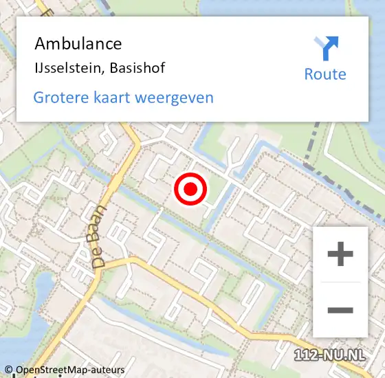 Locatie op kaart van de 112 melding: Ambulance IJsselstein, Basishof op 2 november 2014 20:34