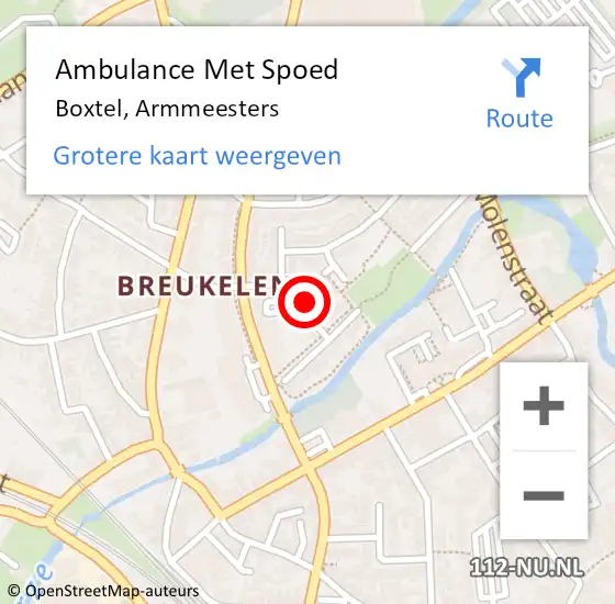 Locatie op kaart van de 112 melding: Ambulance Met Spoed Naar Boxtel, Armmeesters op 2 november 2014 20:53