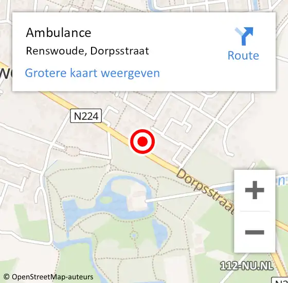 Locatie op kaart van de 112 melding: Ambulance Renswoude, Dorpsstraat op 2 november 2014 21:33