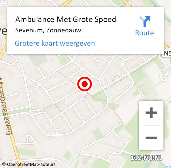 Locatie op kaart van de 112 melding: Ambulance Met Grote Spoed Naar Sevenum, Zonnedauw op 2 november 2014 21:41