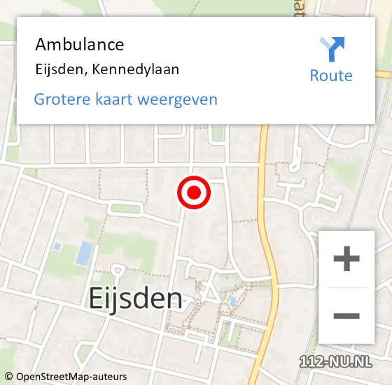 Locatie op kaart van de 112 melding: Ambulance Eijsden, Kennedylaan op 2 november 2014 22:18