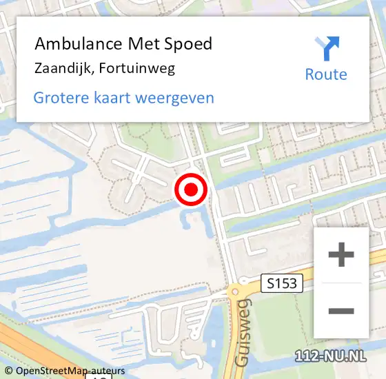 Locatie op kaart van de 112 melding: Ambulance Met Spoed Naar Zaandijk, Fortuinweg op 13 januari 2025 14:19