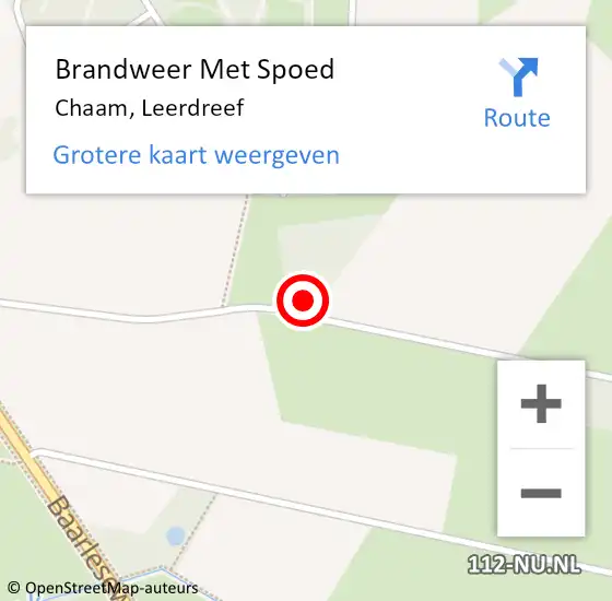 Locatie op kaart van de 112 melding: Brandweer Met Spoed Naar Chaam, Leerdreef op 2 november 2014 22:57