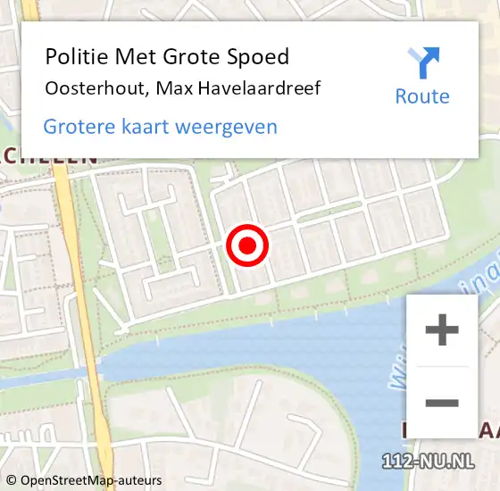 Locatie op kaart van de 112 melding: Politie Met Grote Spoed Naar Oosterhout, Max Havelaardreef op 13 januari 2025 14:44