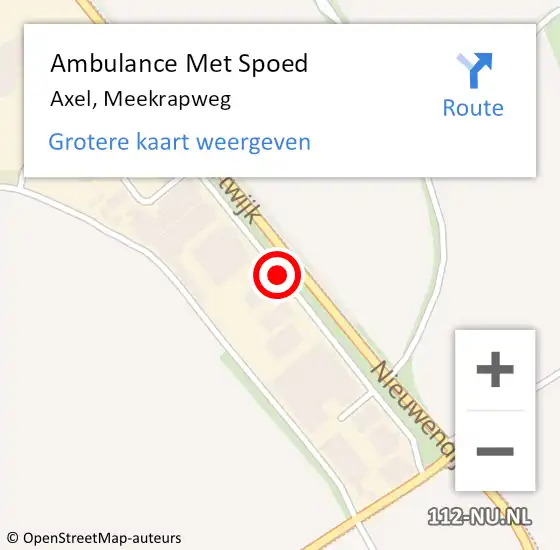 Locatie op kaart van de 112 melding: Ambulance Met Spoed Naar Axel, Meekrapweg op 2 november 2014 23:21