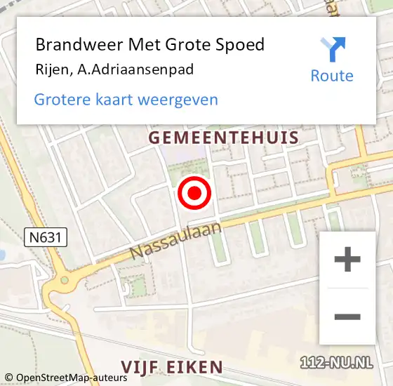 Locatie op kaart van de 112 melding: Brandweer Met Grote Spoed Naar Rijen, A.Adriaansenpad op 13 januari 2025 18:18