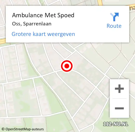 Locatie op kaart van de 112 melding: Ambulance Met Spoed Naar Oss, Sparrenlaan op 3 november 2014 00:11