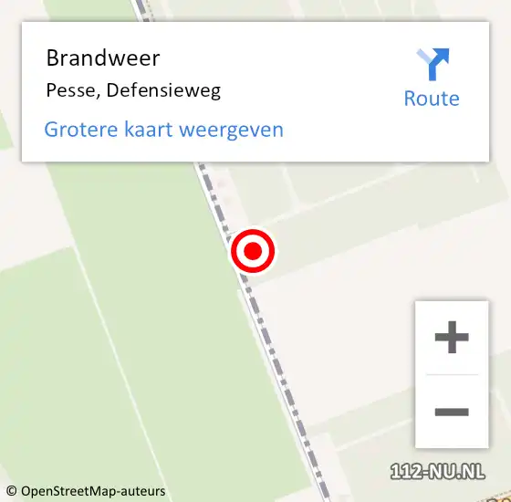 Locatie op kaart van de 112 melding: Brandweer Pesse, Defensieweg op 13 januari 2025 20:32