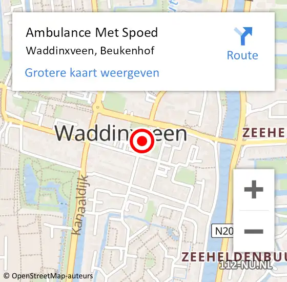 Locatie op kaart van de 112 melding: Ambulance Met Spoed Naar Waddinxveen, Beukenhof op 3 november 2014 00:37