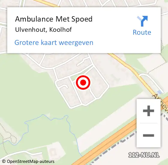 Locatie op kaart van de 112 melding: Ambulance Met Spoed Naar Ulvenhout, Koolhof op 3 november 2014 01:23