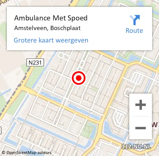 Locatie op kaart van de 112 melding: Ambulance Met Spoed Naar Amstelveen, Boschplaat op 14 januari 2025 09:12