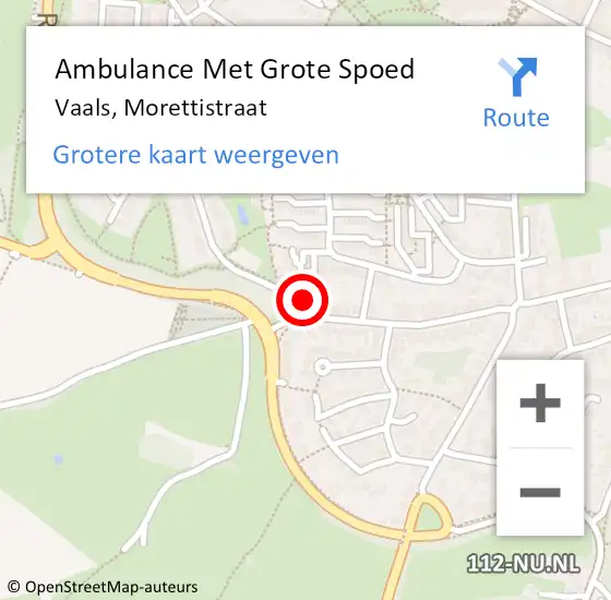 Locatie op kaart van de 112 melding: Ambulance Met Grote Spoed Naar Vaals, Morettistraat op 3 november 2014 02:30