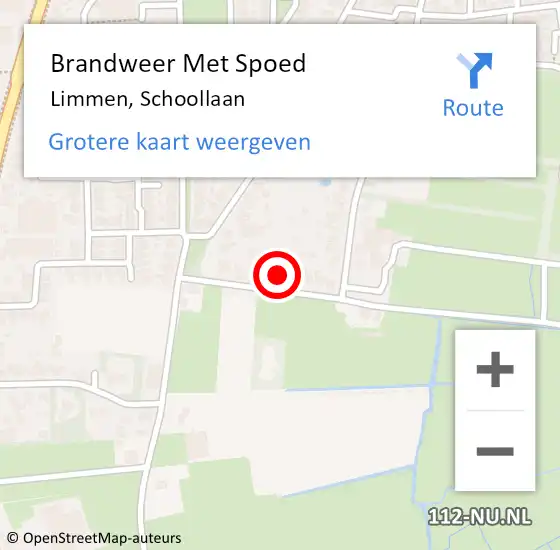 Locatie op kaart van de 112 melding: Brandweer Met Spoed Naar Limmen, Schoollaan op 14 januari 2025 15:38