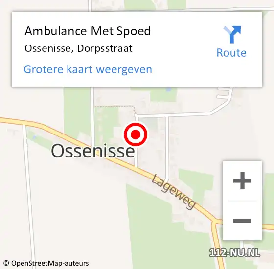 Locatie op kaart van de 112 melding: Ambulance Met Spoed Naar Ossenisse, Dorpsstraat op 3 november 2014 05:09