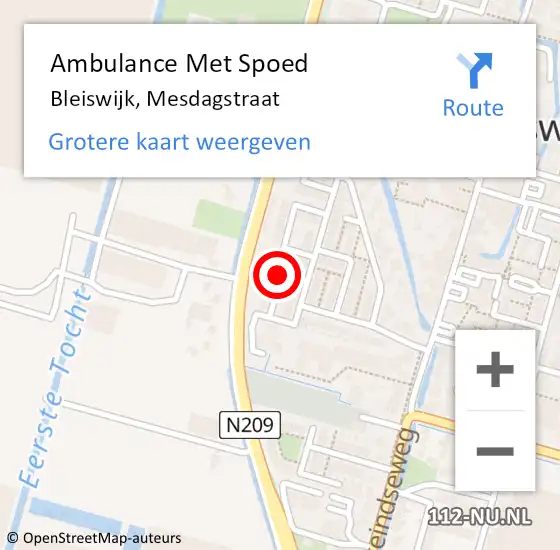 Locatie op kaart van de 112 melding: Ambulance Met Spoed Naar Bleiswijk, Mesdagstraat op 3 november 2014 05:31