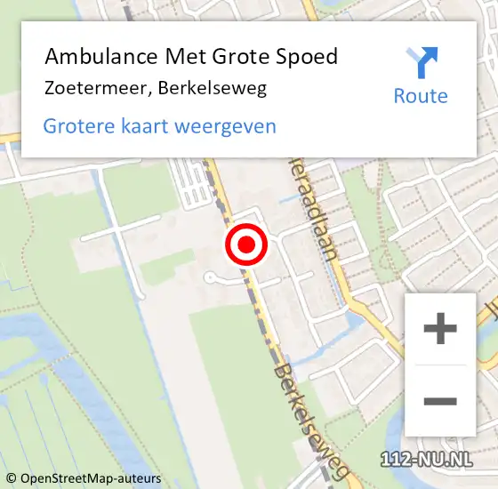 Locatie op kaart van de 112 melding: Ambulance Met Grote Spoed Naar Zoetermeer, Berkelseweg op 14 januari 2025 19:34
