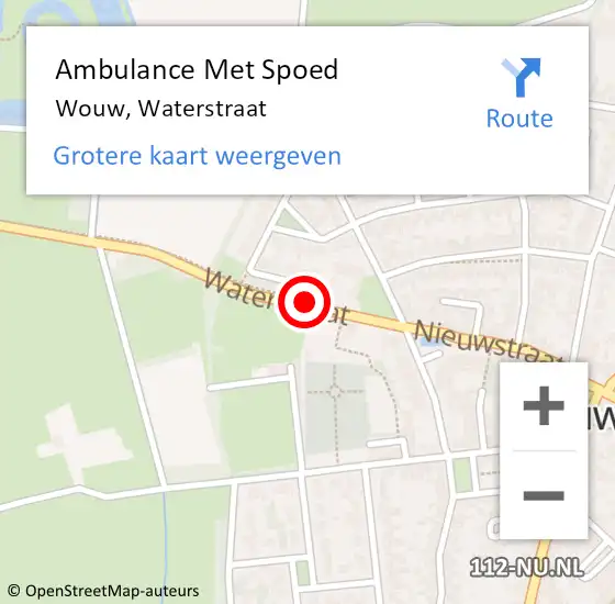 Locatie op kaart van de 112 melding: Ambulance Met Spoed Naar Wouw, Waterstraat op 3 november 2014 06:35