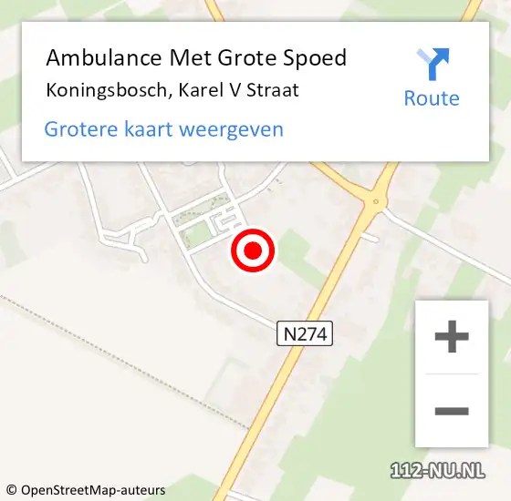 Locatie op kaart van de 112 melding: Ambulance Met Grote Spoed Naar Koningsbosch, Karel V Straat op 3 november 2014 06:41