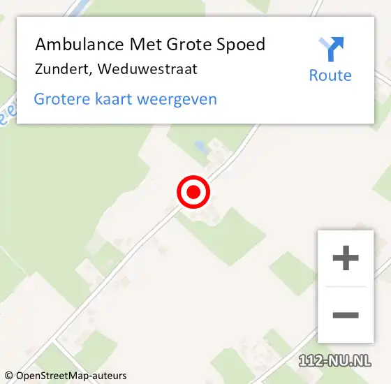 Locatie op kaart van de 112 melding: Ambulance Met Grote Spoed Naar Zundert, Weduwestraat op 3 november 2014 07:02