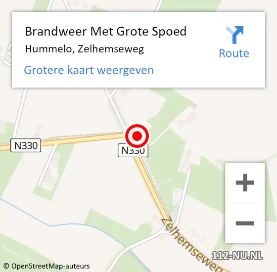 Locatie op kaart van de 112 melding: Brandweer Met Grote Spoed Naar Hummelo, Zelhemseweg op 3 november 2014 07:51