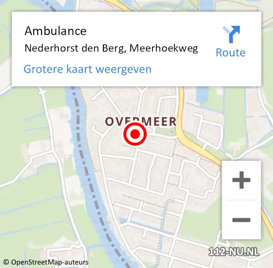 Locatie op kaart van de 112 melding: Ambulance Nederhorst den Berg, Meerhoekweg op 3 november 2014 08:02