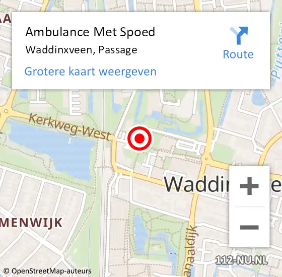 Locatie op kaart van de 112 melding: Ambulance Met Spoed Naar Waddinxveen, Passage op 15 januari 2025 09:17