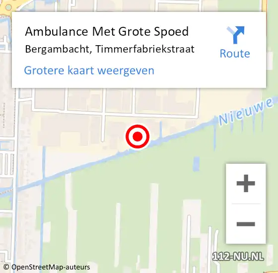 Locatie op kaart van de 112 melding: Ambulance Met Grote Spoed Naar Bergambacht, Timmerfabriekstraat op 19 oktober 2013 18:05