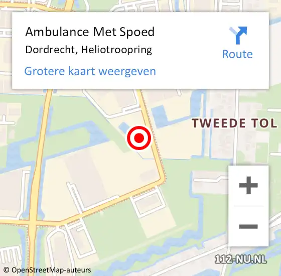 Locatie op kaart van de 112 melding: Ambulance Met Spoed Naar Dordrecht, Heliotroopring op 15 januari 2025 10:12