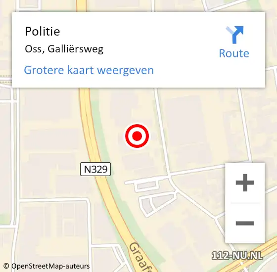 Locatie op kaart van de 112 melding: Politie Oss, Galliërsweg op 15 januari 2025 10:32