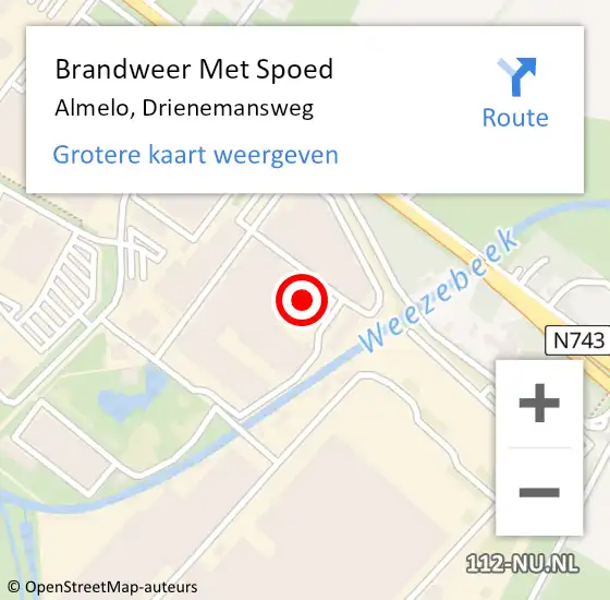 Locatie op kaart van de 112 melding: Brandweer Met Spoed Naar Almelo, Drienemansweg op 15 januari 2025 11:48