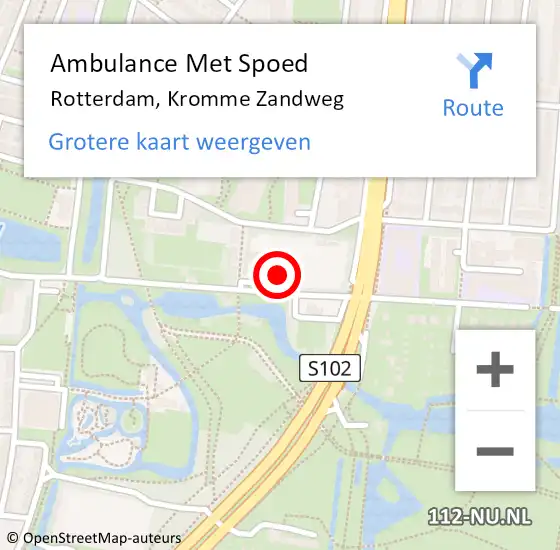 Locatie op kaart van de 112 melding: Ambulance Met Spoed Naar Rotterdam, Kromme Zandweg op 15 januari 2025 14:11