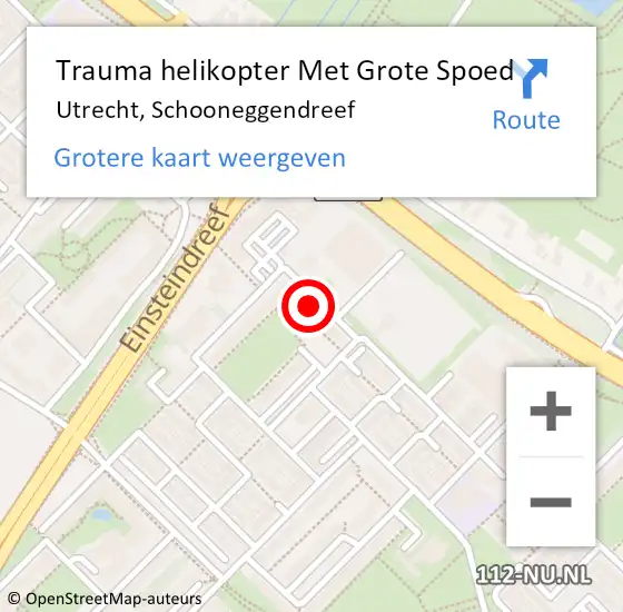 Locatie op kaart van de 112 melding: Trauma helikopter Met Grote Spoed Naar Utrecht, Schooneggendreef op 15 januari 2025 16:02