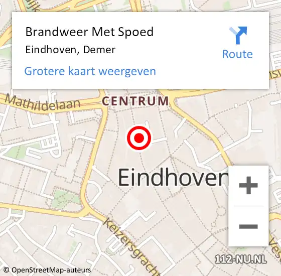 Locatie op kaart van de 112 melding: Brandweer Met Spoed Naar Eindhoven, Demer op 15 januari 2025 16:46