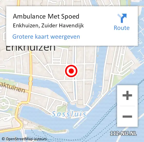 Locatie op kaart van de 112 melding: Ambulance Met Spoed Naar Enkhuizen, Zuider Havendijk op 15 januari 2025 21:43