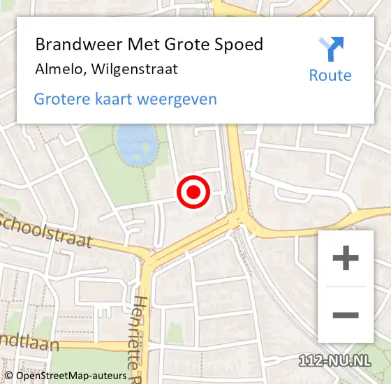Locatie op kaart van de 112 melding: Brandweer Met Grote Spoed Naar Almelo, Wilgenstraat op 15 januari 2025 21:50