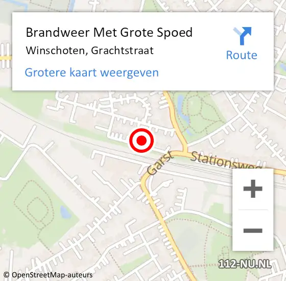 Locatie op kaart van de 112 melding: Brandweer Met Grote Spoed Naar Winschoten, Grachtstraat op 15 januari 2025 22:53