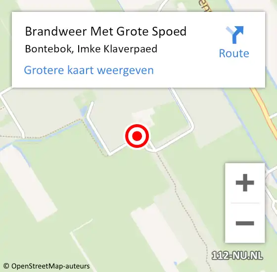 Locatie op kaart van de 112 melding: Brandweer Met Grote Spoed Naar Bontebok, Imke Klaverpaed op 3 november 2014 09:25