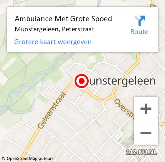 Locatie op kaart van de 112 melding: Ambulance Met Grote Spoed Naar Munstergeleen, Peterstraat op 3 november 2014 10:00