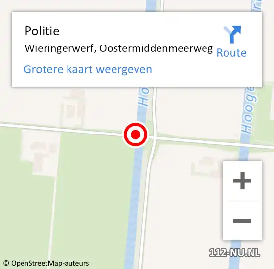 Locatie op kaart van de 112 melding: Politie Wieringerwerf, Oostermiddenmeerweg op 3 november 2014 10:05