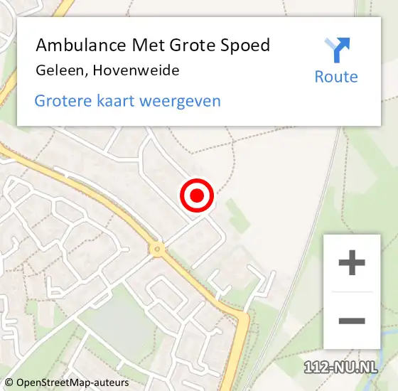 Locatie op kaart van de 112 melding: Ambulance Met Grote Spoed Naar Geleen, Hovenweide op 3 november 2014 10:26