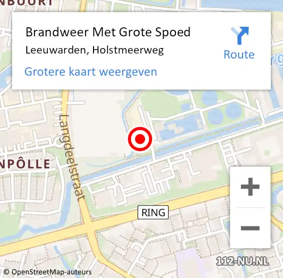 Locatie op kaart van de 112 melding: Brandweer Met Grote Spoed Naar Leeuwarden, Holstmeerweg op 16 januari 2025 20:47